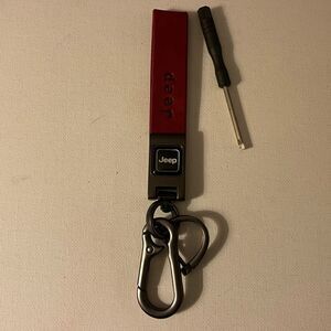 Jeep Key Fob Keychain in Deep Red Leather NWT